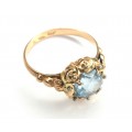 spectaculos inel victorian revival. topaz sky blue & aur 18 K. atelier european